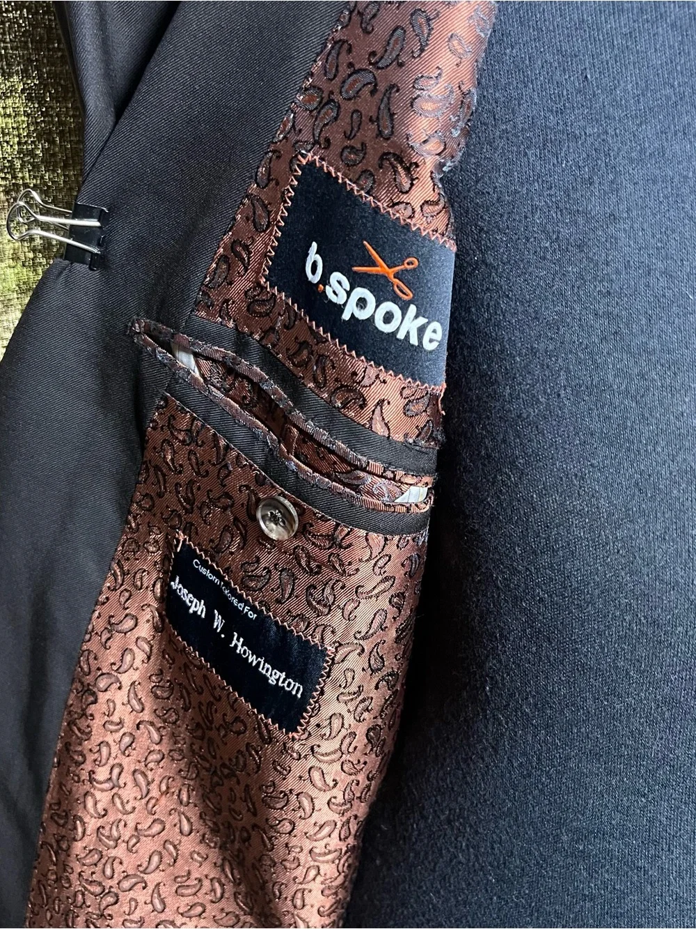 Vitale Barberis Canonico Revenge Brown Paisley Lined Wool Men’s Blazer 48L